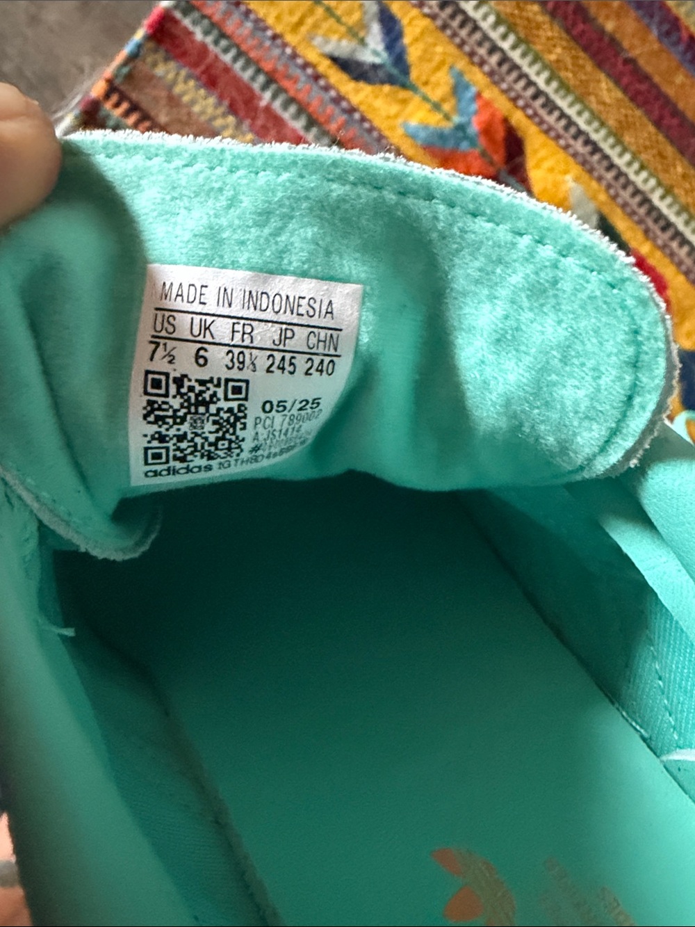 adidas Gazelle Indoor W Teal with Orange Stripes - Picture 5 of 6